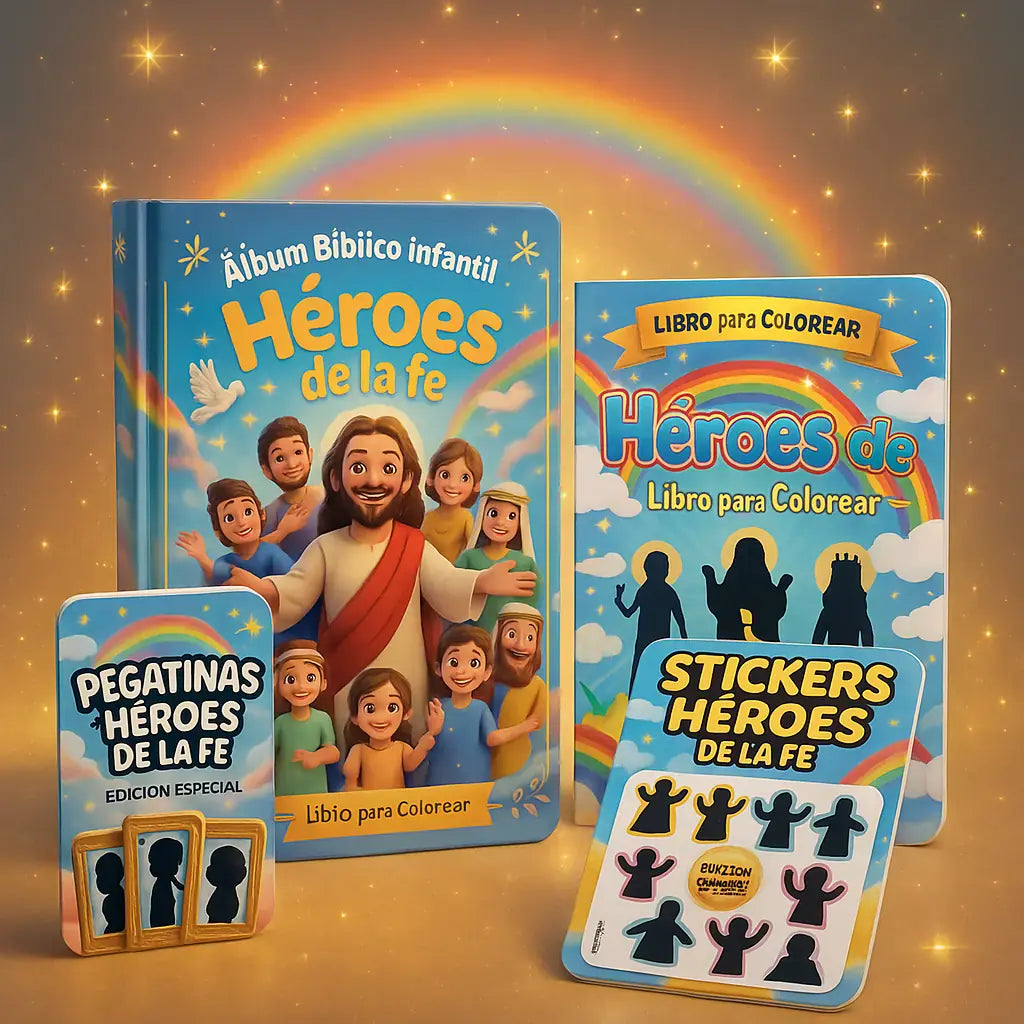 📦 Pack Bíblico Infantil “Héroes de la Fe” | Álbum+ 3 Bonus Exclusivos (4x1)