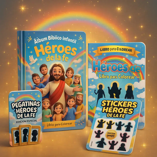 📦 Pack Bíblico Infantil “Héroes de la Fe” | Álbum+ 3 Bonus Exclusivos (4x1)