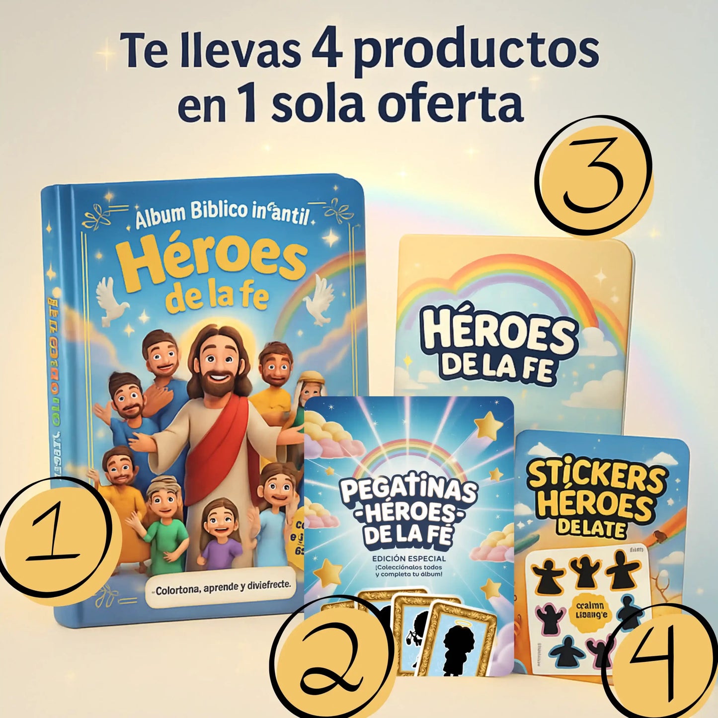 📦 Pack Bíblico Infantil “Héroes de la Fe” | Álbum+ 3 Bonus Exclusivos (4x1)